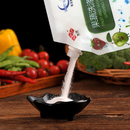 鲁晶果蔬洗涤盐 水果蔬菜洗洁精无残留洗涤剂清洗盐 400g*4袋装 商品图3