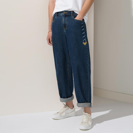故宫宫廷文化&海思堡 如意 刺绣牛仔男裤 商品图7