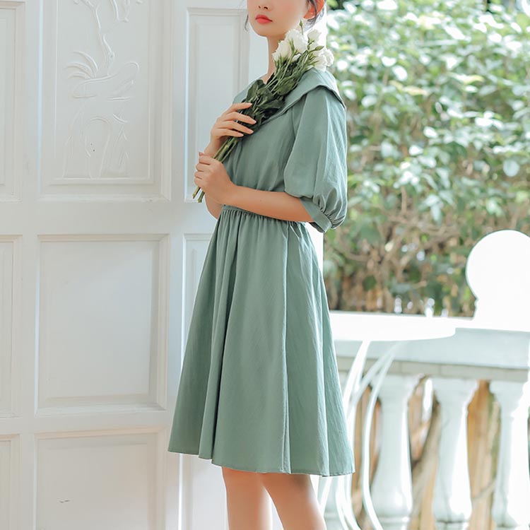 裁缝学苑ag50女士连衣裙娃娃领收腰可爱裙子服装纸样裁剪图纸