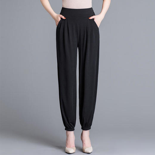 W-6110夏新款高腰大码棉麻九分哈伦裤 商品图1