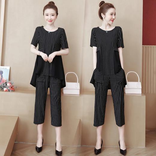 XFFS-9110新款胖mm减龄大码夏装洋气遮肚子时髦两件套 商品图2