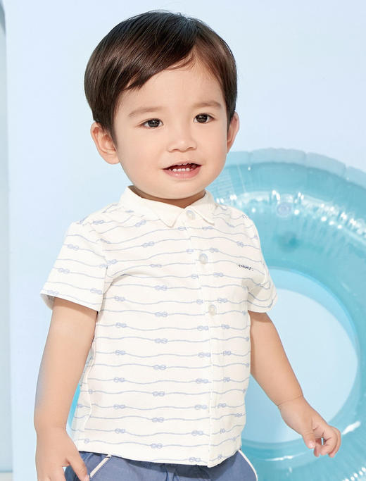 英氏-童衣类（夏）D0英针短袖衬衣 英氏白 商品图1