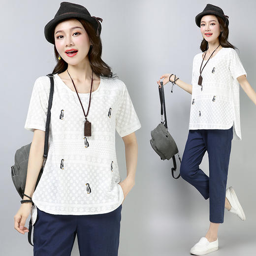 WZNH-JYJ8850-1潮流气质新品短袖圆领个性套头衬衫 商品图1