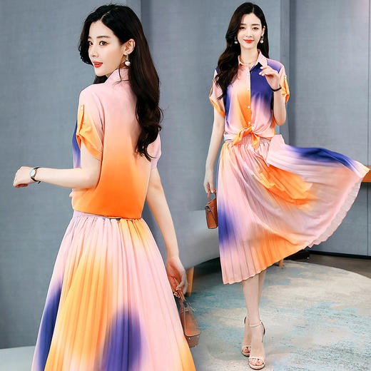 WZNH-CZJ3331新品夏季数码印花短袖两件套装裙 商品图2