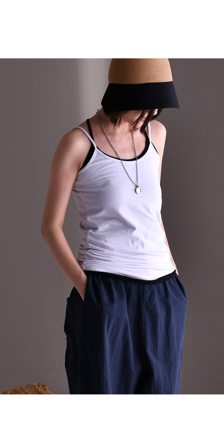 包邮特b2625内搭纯棉弹力纯色短款小背心打底外穿吊带女夏