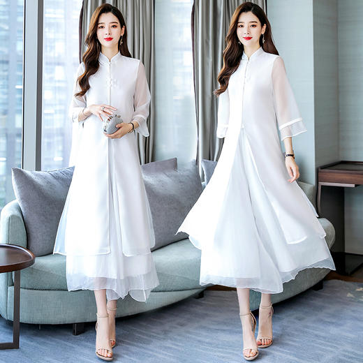 WZNH-HRYZ903新款纯色时尚舒适气质七分袖简约百搭套装 商品图1