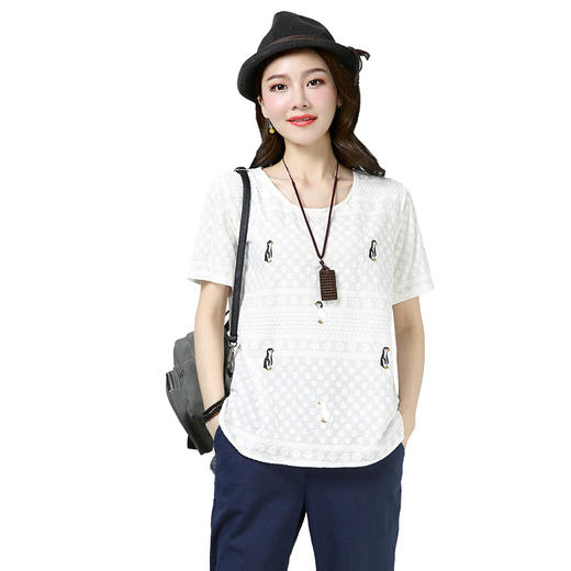 WZNH-JYJ8850-1潮流气质新品短袖圆领个性套头衬衫 商品图4