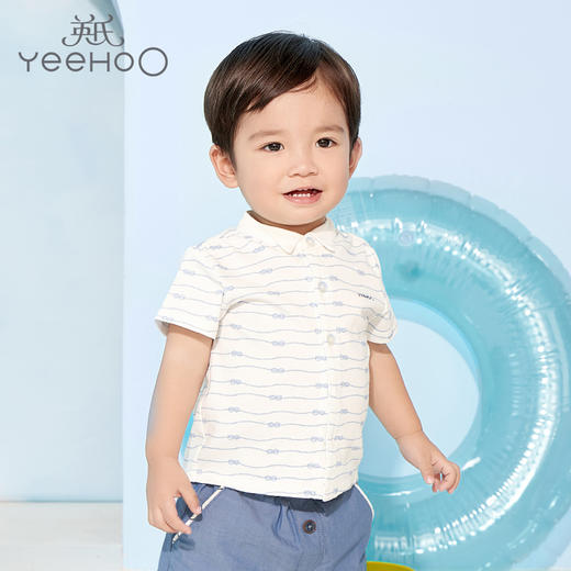 英氏-童衣类（夏）D0英针短袖衬衣 英氏白 商品图0