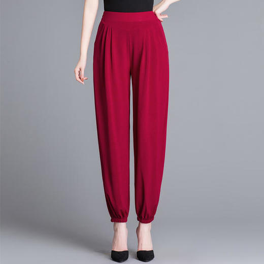 W-6110夏新款高腰大码棉麻九分哈伦裤 商品图2