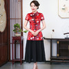 LYE2085新款民族风优雅气质印花短袖唐装套装 商品缩略图0