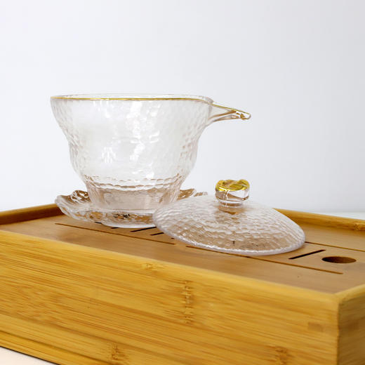 云中居 锤目纹金边玻璃盖碗 商品图1
