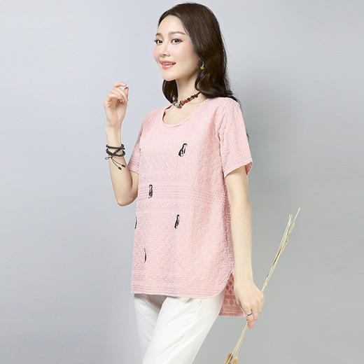 WZNH-JYJ8850-1潮流气质新品短袖圆领个性套头衬衫 商品图3