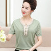QY-7187夏装短袖宽松冰丝时尚圆领钉珠洋气小衫 商品缩略图1