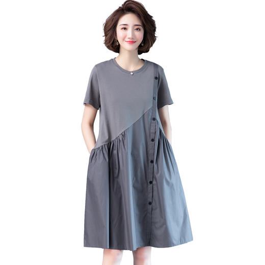 WZNH-JNYX978-1新品舒适宽松腰夏季中长款短袖气质连衣裙 商品图4