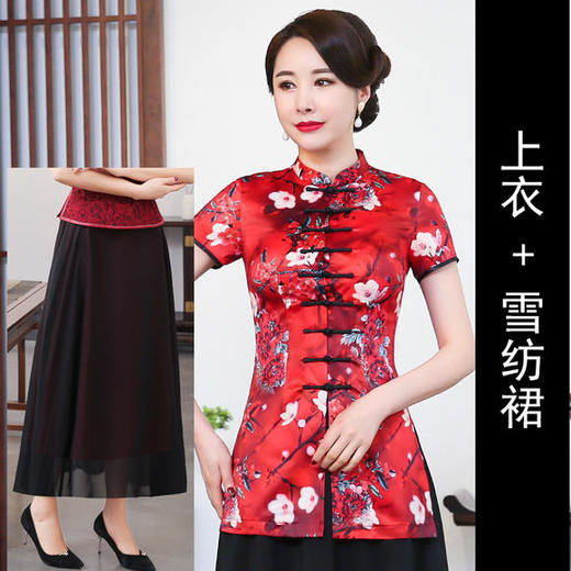 LYE2085新款民族风优雅气质印花短袖唐装套装 商品图4