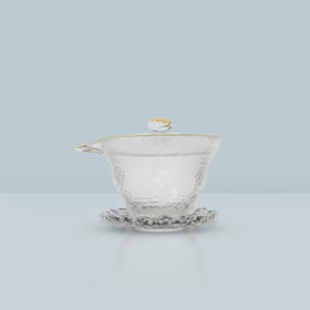 云中居 锤目纹金边玻璃盖碗