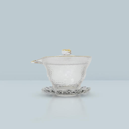 云中居 锤目纹金边玻璃盖碗 商品图0