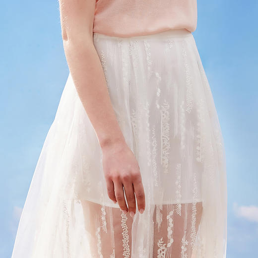 欧芮儿 新款女装夏装刺绣绣花半身裙女中长款收腰a字仙女裙子 商品图3