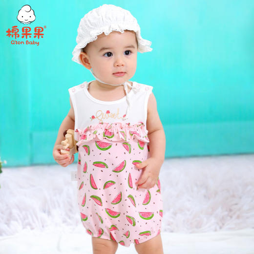 棉果果夏季女童套头三角连体衣连身衣哈衣M222711220357 商品图0