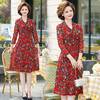 YCE-728-201新款洋气妈妈装印花弹力网纱A字裙修身连衣裙 商品缩略图2