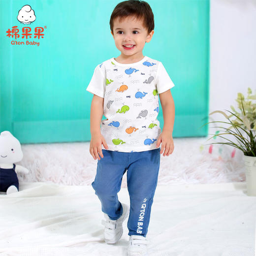 棉果果夏季男童针织牛仔长裤M212200220305 商品图0