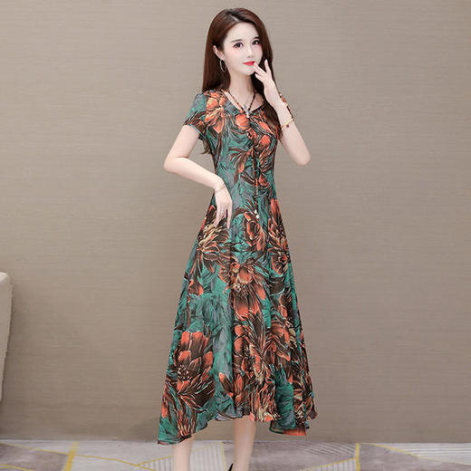 YWE-KSF20A086优雅时尚修身显瘦印花连衣裙 商品图1