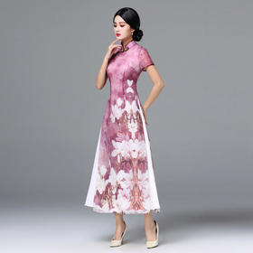 RYS-A18015重磅丝绸复古民族风改良旗袍连衣裙