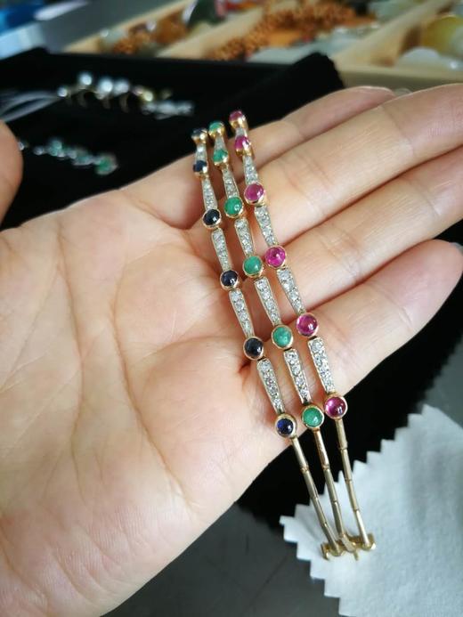 古董三色彩色宝石手链（已售 欣赏） 商品图3