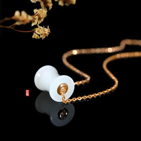 18k玫瑰金和田玉（白玉）路路通吊坠（送银链） /小蛮腰 10*12mm