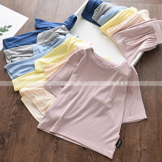 儿童莫代尔空调服夏季薄款柔软高腰护肚子男女童宝宝睡衣家居服男 商品图1