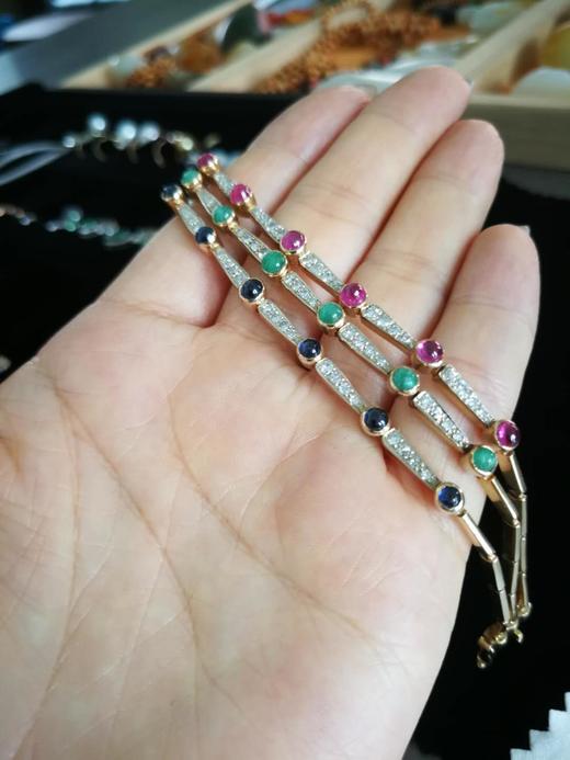 古董三色彩色宝石手链（已售 欣赏） 商品图2