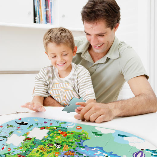 陪娃边拼边玩，知中国游世界！中国版 / 世界版地图拼图，原创插画闪亮工艺，寓教于乐好玩具，孩子地理启蒙 商品图2