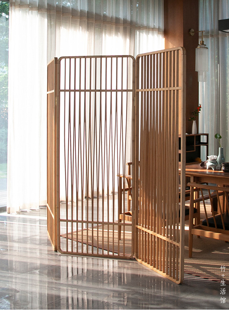 得闲竹制屏风隔断墙卧室中式简约现代客厅办公室可移动玄关折屏