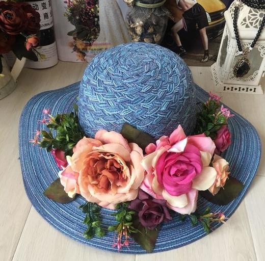 AS-5200韩版棉纱丹馨花可折叠沙滩太阳帽 商品图4