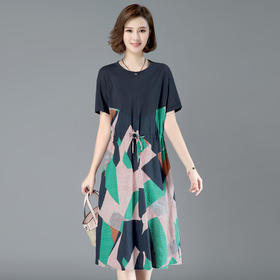 CTH-2022短袖连衣裙2020新款中年洋气中长款大码花裙子