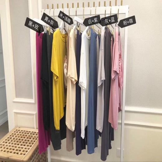 新款春夏秋季睡衣套装女亲肤拼色懒人网红家居服纯色两件套可外穿 商品图2