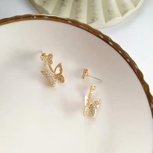 S925 银气质镶钻蝴蝶结唯美耳钉 商品图1