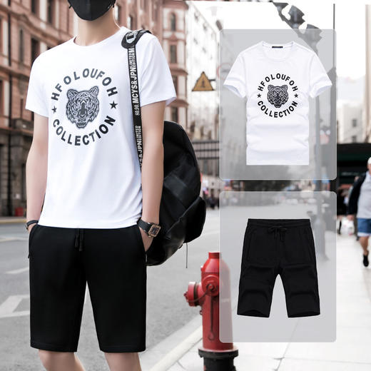 SPYG-9090JHJY男运动装夏短袖短裤休闲套装 商品图2
