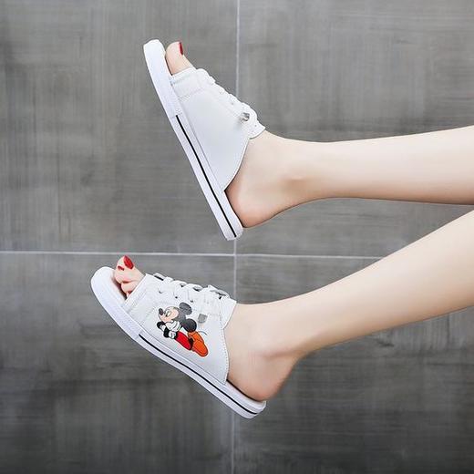 LN515新款时尚休闲网红平底米奇小白半拖鞋 商品图1