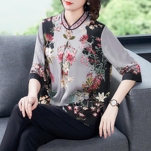 F-NR7210夏季重磅真丝上衣女半袖丝绸小衫 商品图2