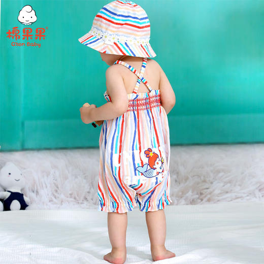 棉果果夏季女童条纹吊带连体衣M222724220269 商品图1