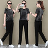 SPYG-1432008夏新款短袖长裤条纹运动装潮流休闲服两件套 商品缩略图2