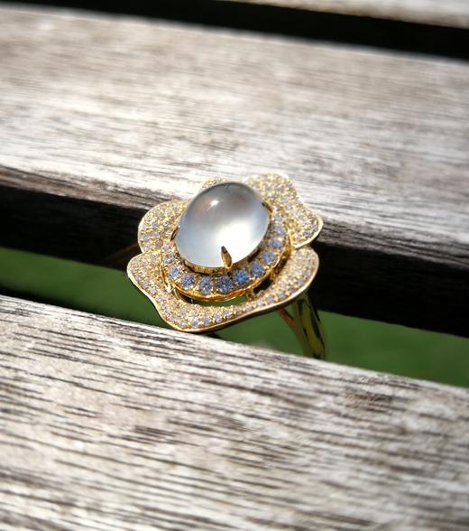 翡翠白冰蛋黄金豪华镶嵌钻石戒指（已售同款可定） 商品图0