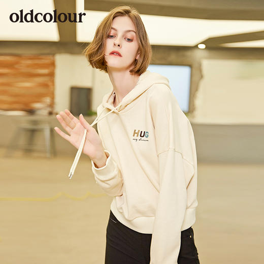 oldcolour春秋季新款秋季连帽卫衣女柔软面料舒适女卫衣 商品图1