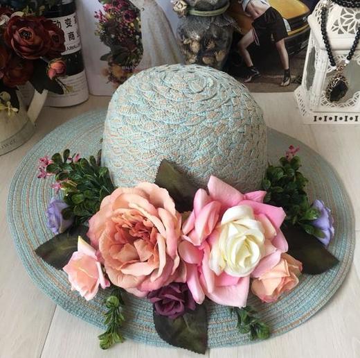 AS-5200韩版棉纱丹馨花可折叠沙滩太阳帽 商品图1