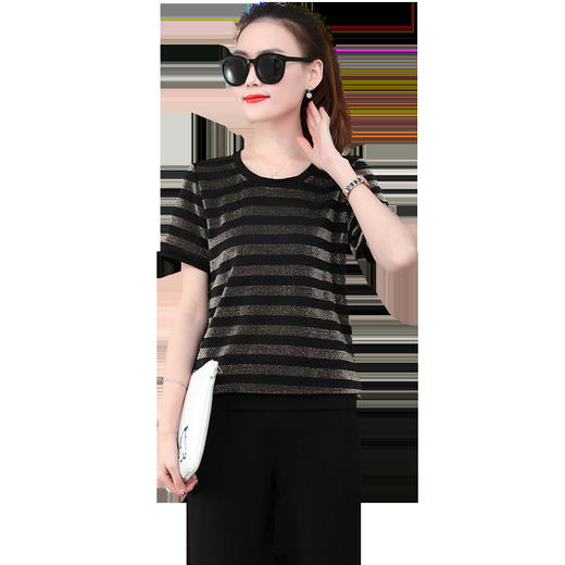 SPYG-1432008夏新款短袖长裤条纹运动装潮流休闲服两件套 商品图4