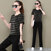 SPYG-1432008夏新款短袖长裤条纹运动装潮流休闲服两件套 商品缩略图0