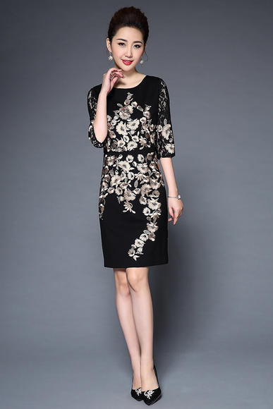 TQ-H8886高端气质经典刺绣重工连衣裙 商品图2