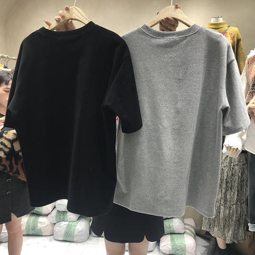 短袖2020t恤女港风复古上衣红色时尚洋气学生百搭港风ins女装潮流【7064】 商品图4