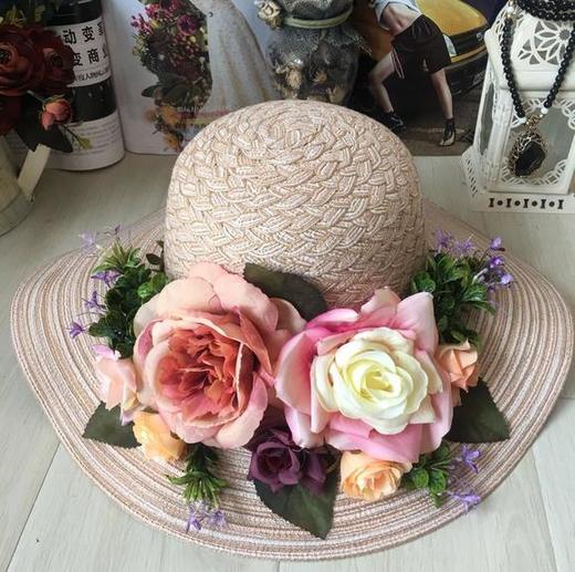 AS-5200韩版棉纱丹馨花可折叠沙滩太阳帽 商品图3